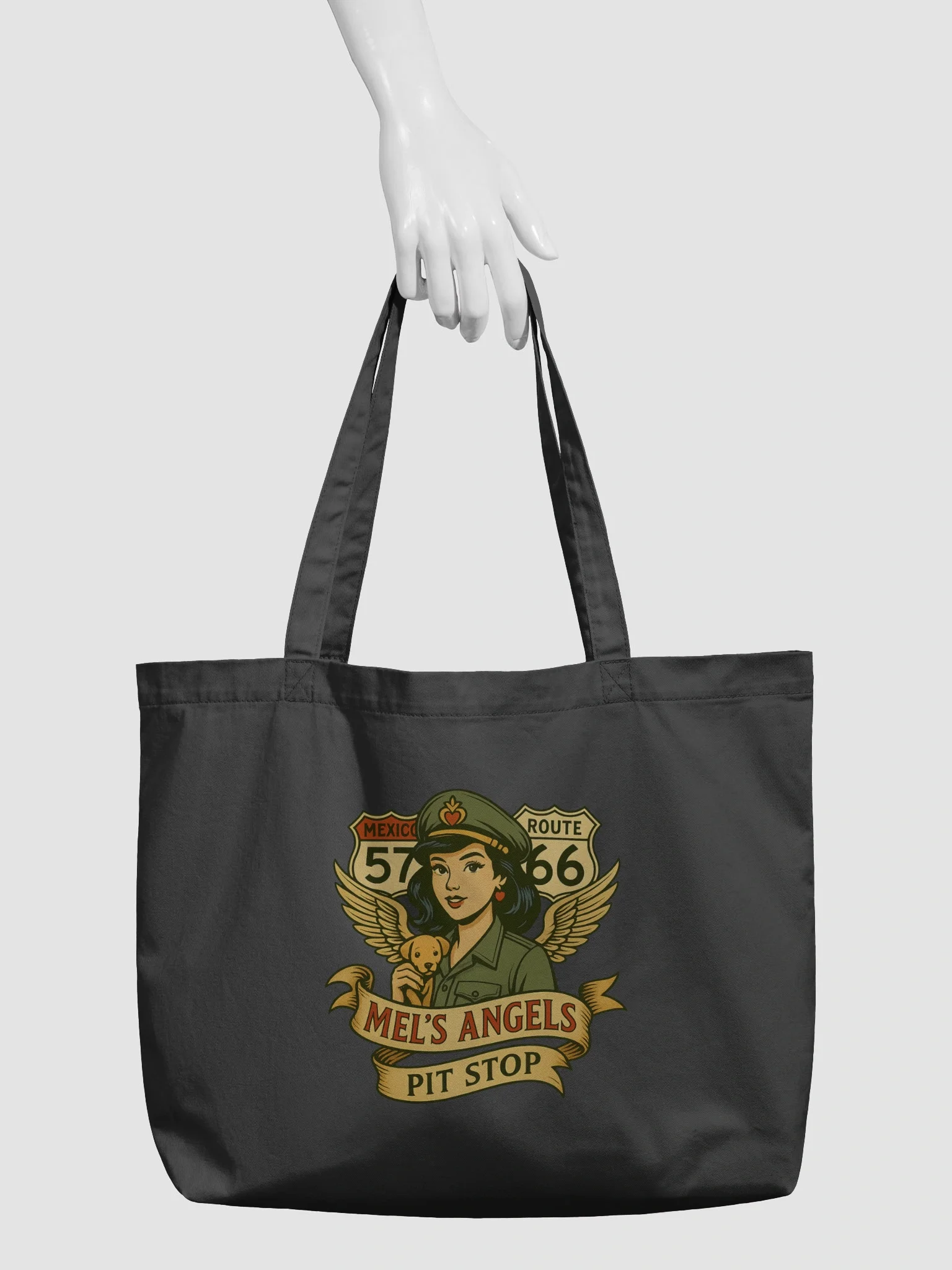 Mel’s Angels Pit Stop Organic Cotton Tote Bag – Eco-Friendly Large Capacity Grocery & Travel Bag product image (3)