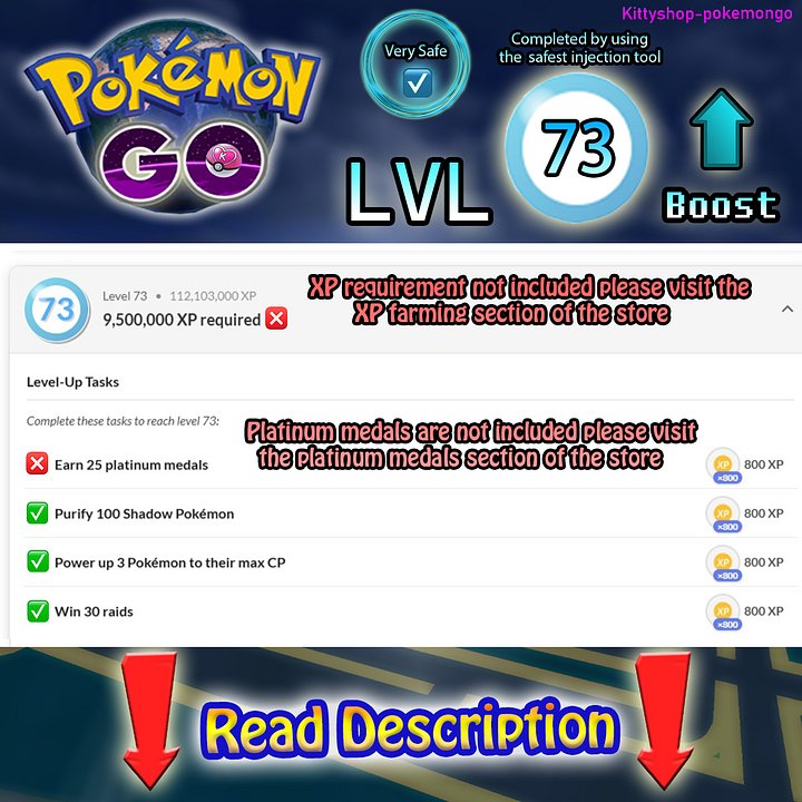 🔵Pokémon Go! LVL 73 Boost ⬆️- level 73 Quests completion fast and Very Safe by an experienced player product image (1)