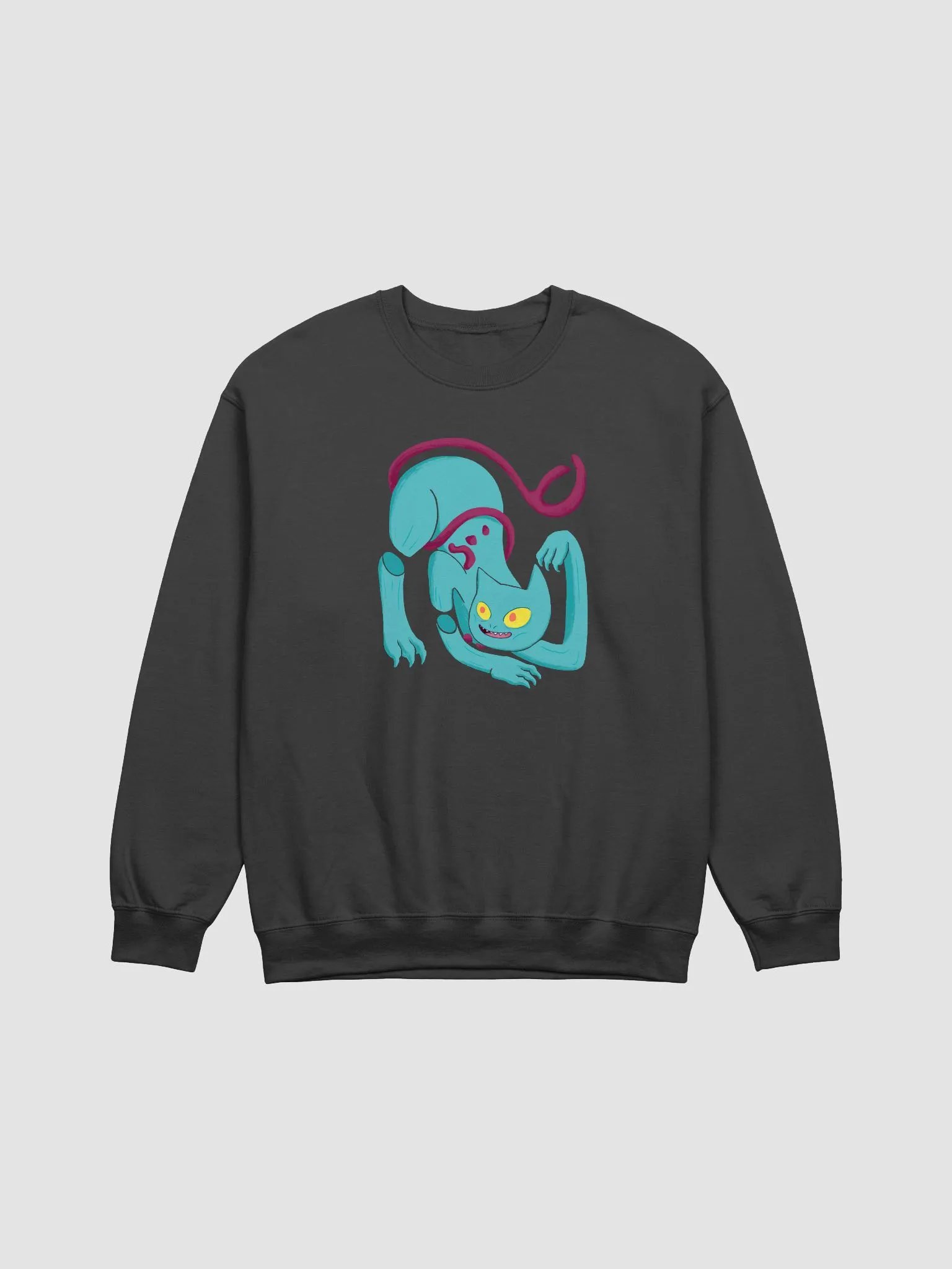 Demon Cat With Text on the Back Crewneck Sweatshirt Multicolor product image (1)