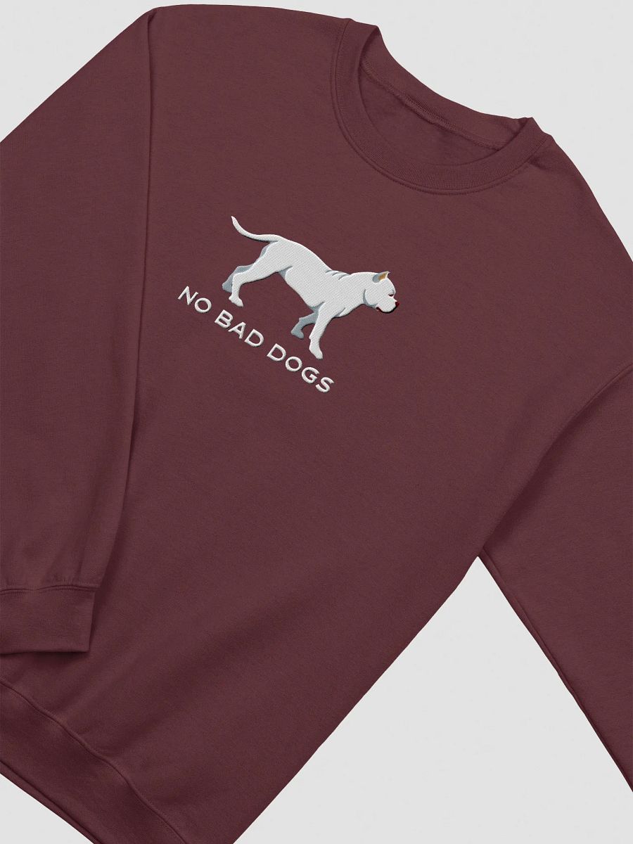 No Bad Dogs Sweatshirt (Embroidered) of an American Bully(White) product image (9)