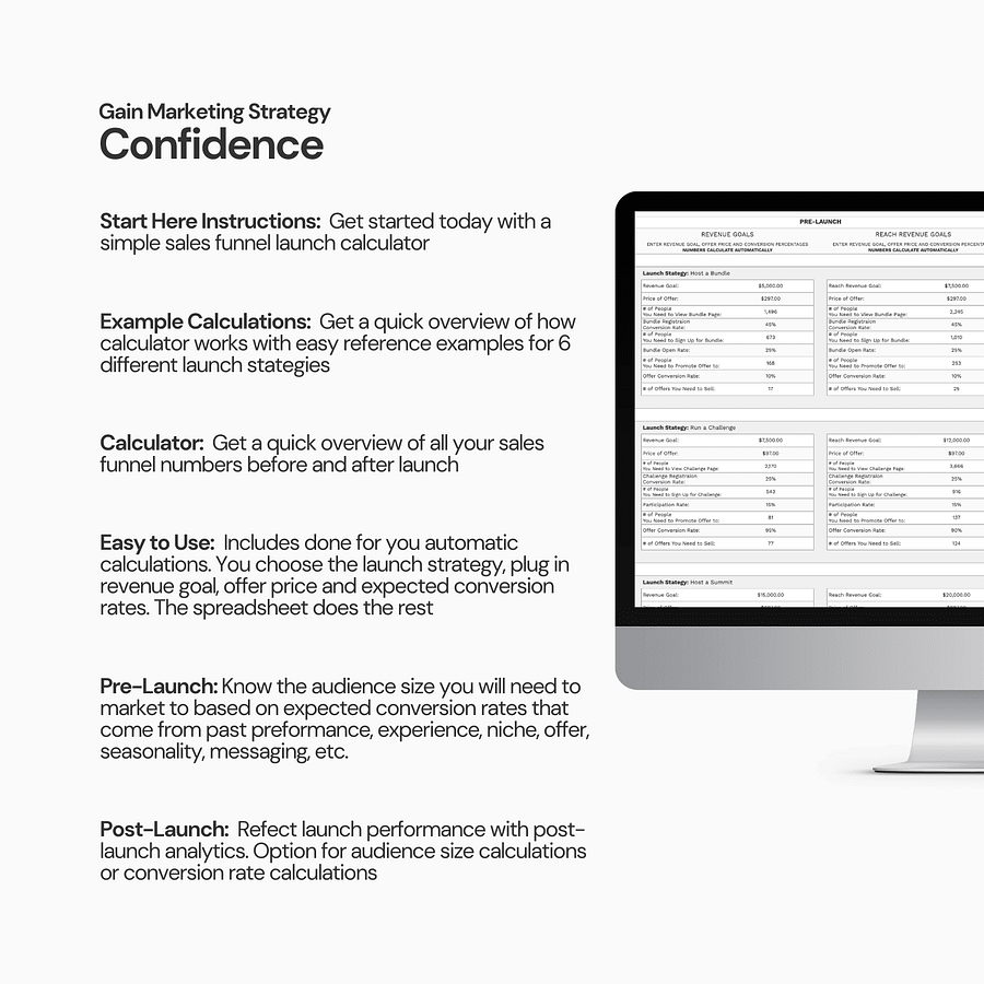 Course Launch Funnel Calculator Spreadsheet product image (9)