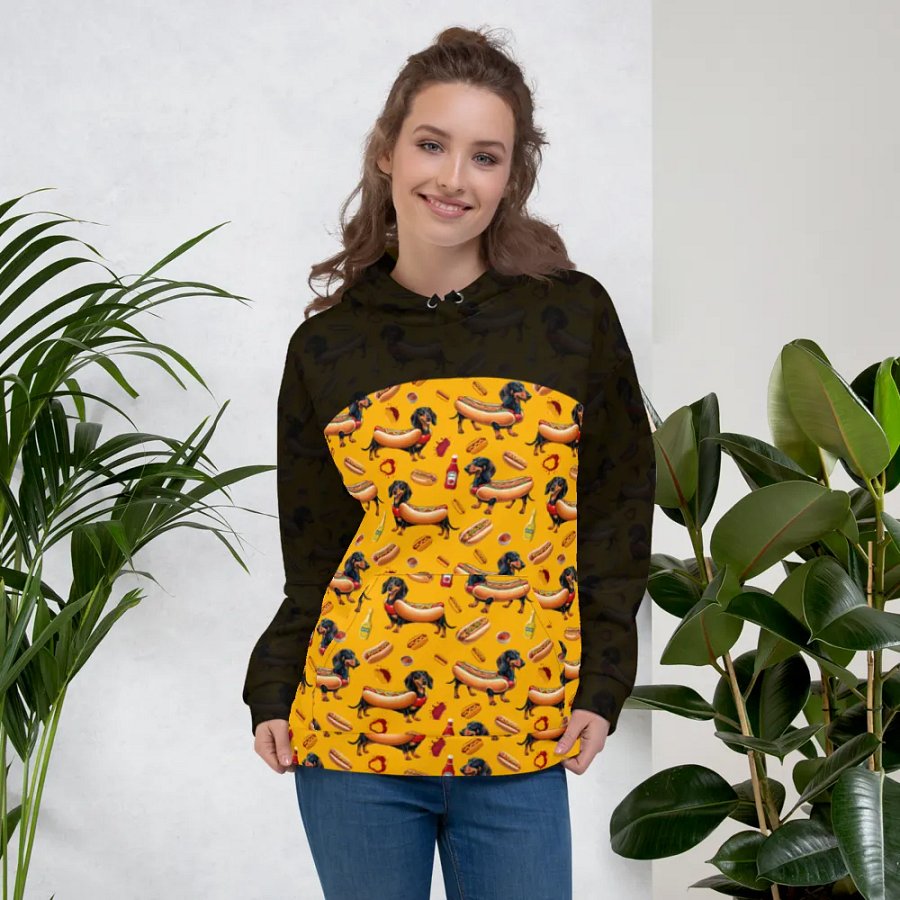 Dachshund Delight All-Over Hoodie (Obsidian) product image (5)
