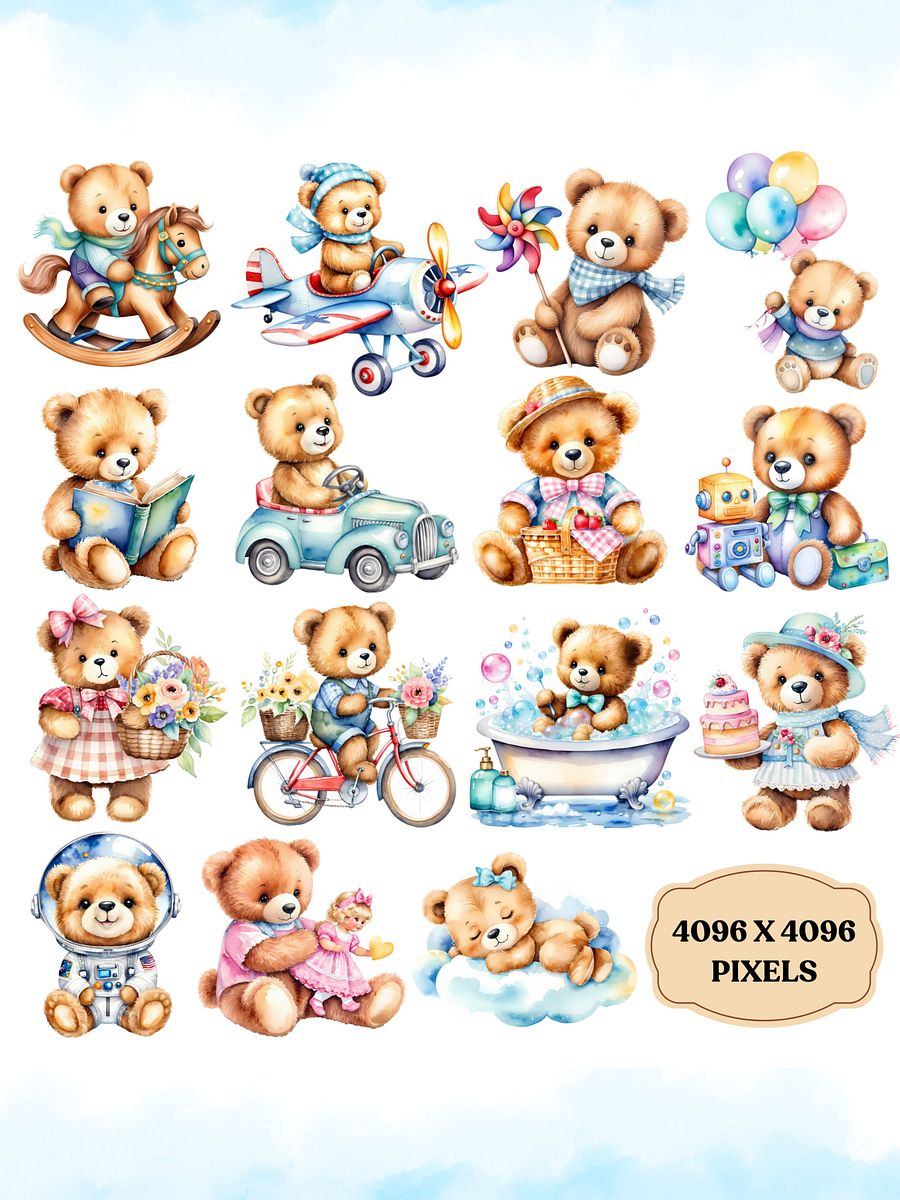 45+ Cute Bear Baby Shower Clipart Bundle product image (2)