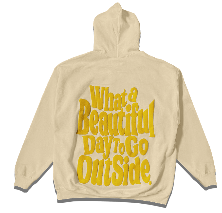 BEAUTIFUL DAY - CREAM HOODIE GOLD PRINT product image (1)