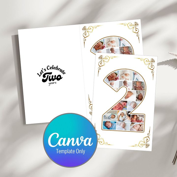 Two Year Celebration Card Photo Collage Canva Template product image (1)
