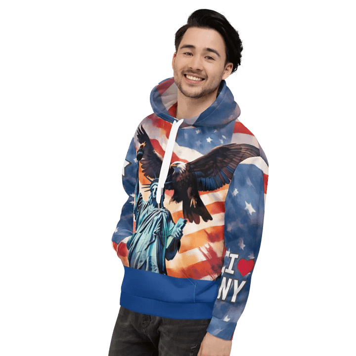 I Heart NY Statue of Liberty/Cool Hoodie All-over Print Recycled Unisex Hoodie by Sublicolor product image (2)