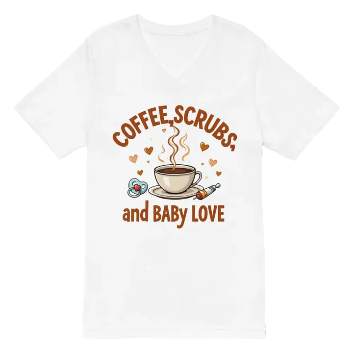 Coffee, Scrubs, and Baby Love V-Neck Tee product image (6)