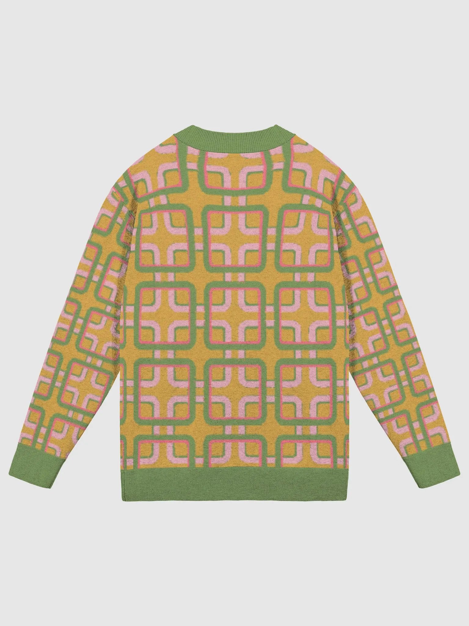 Mustard Geometric Retro Knitted Cardigan product image (2)
