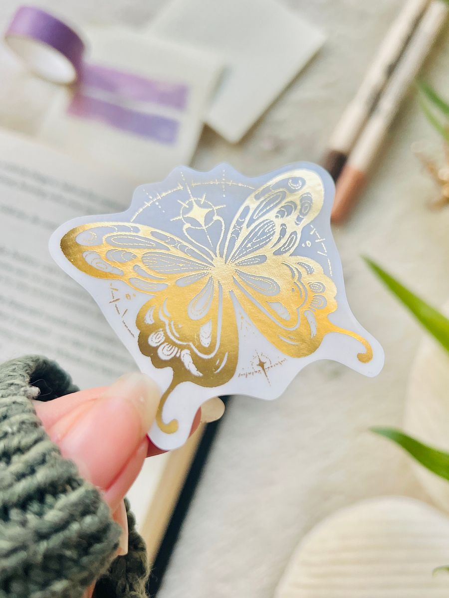 Celestial Moth Clear Gold Foil Sticker product image (2)