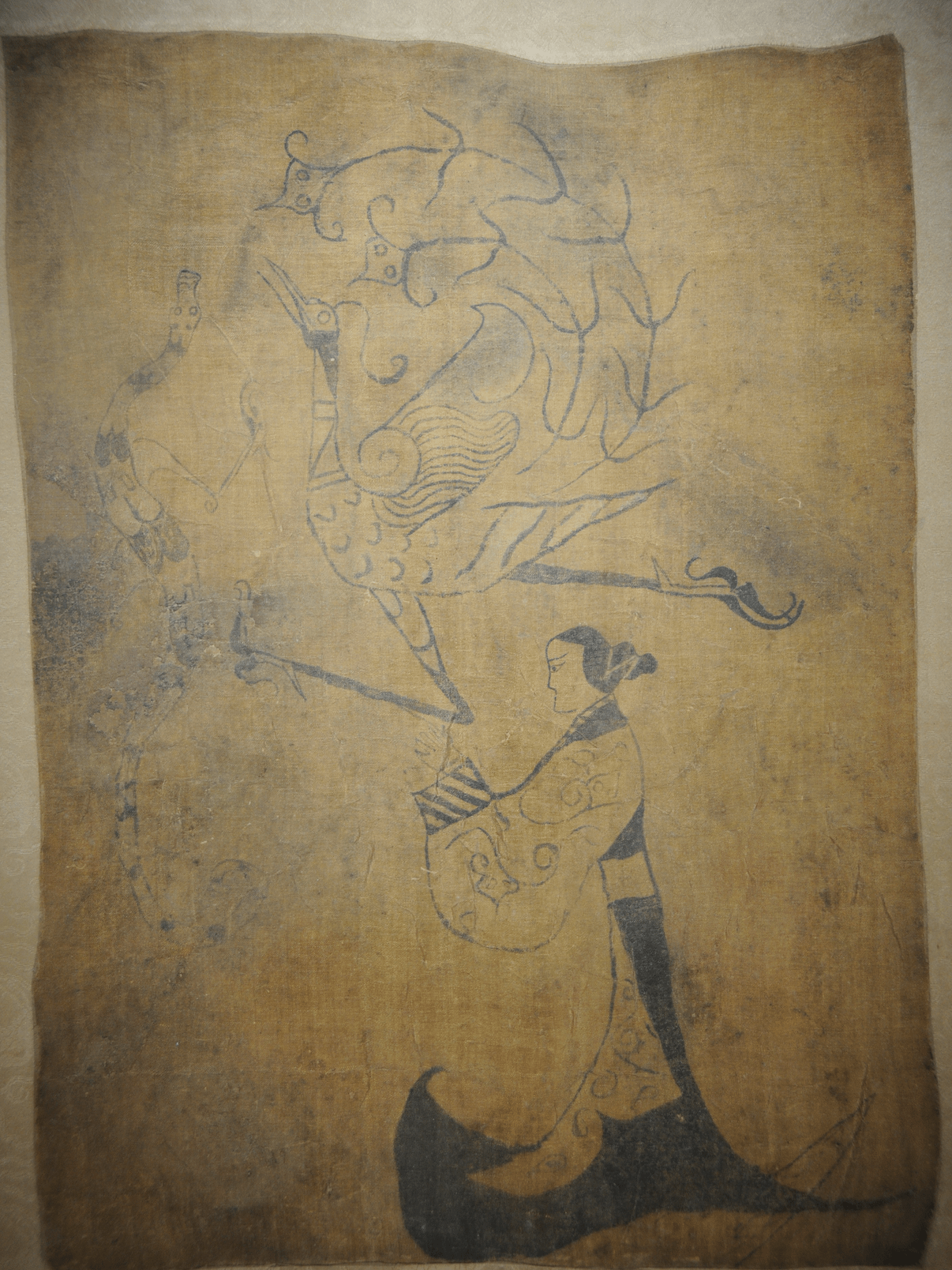 Figure with Dragon and Phoenix Silk Painting product image (1)