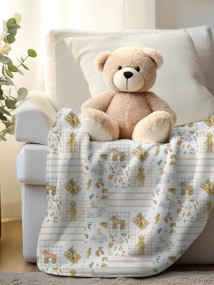 Sweet Eucalyptus Watercolor Baby Patchwork Throw Blanket product image (1)