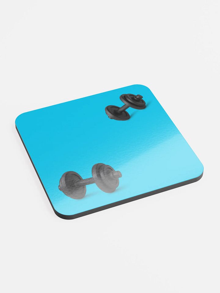Cyan Black Double Dumbbell Cork Coaster product image (2)