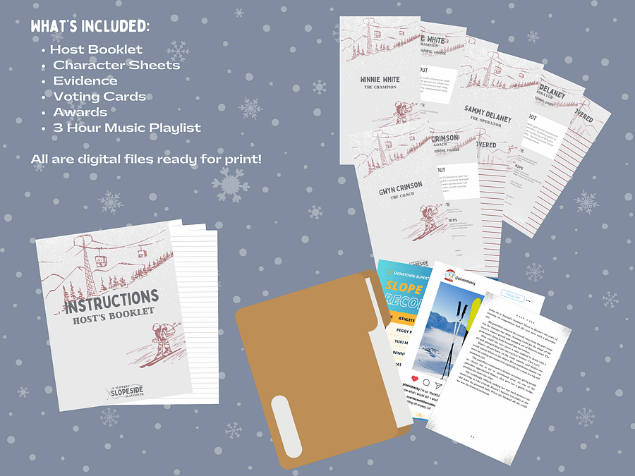 A Slippery Slopeside Slaughter - A Ski Lodge Themed Murder Mystery - 10-25 Player Base Game product image (2)