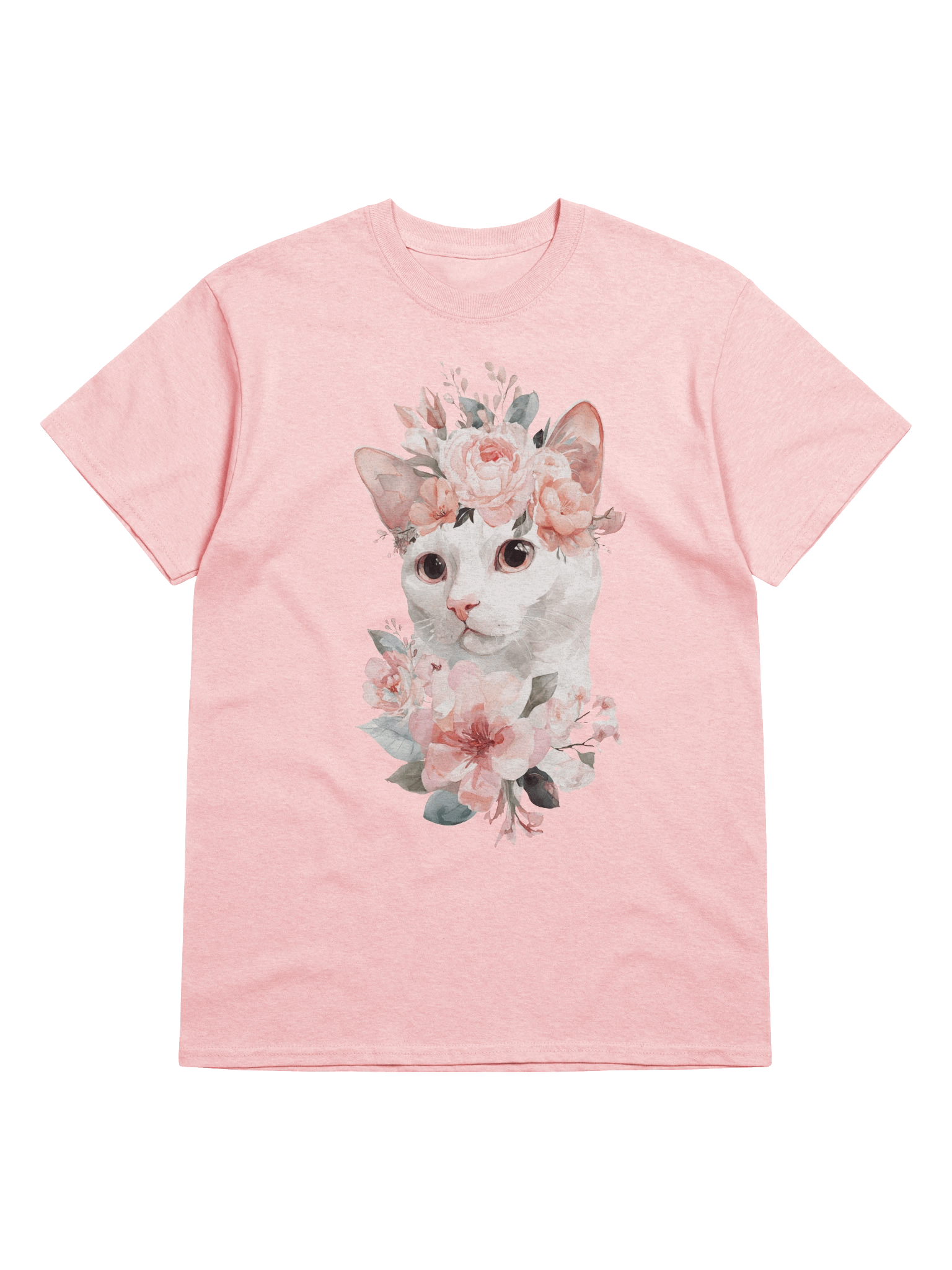 "Blossom Feline" T-Shirt: Watercolor Cat with Floral Crown Tee product image (5)