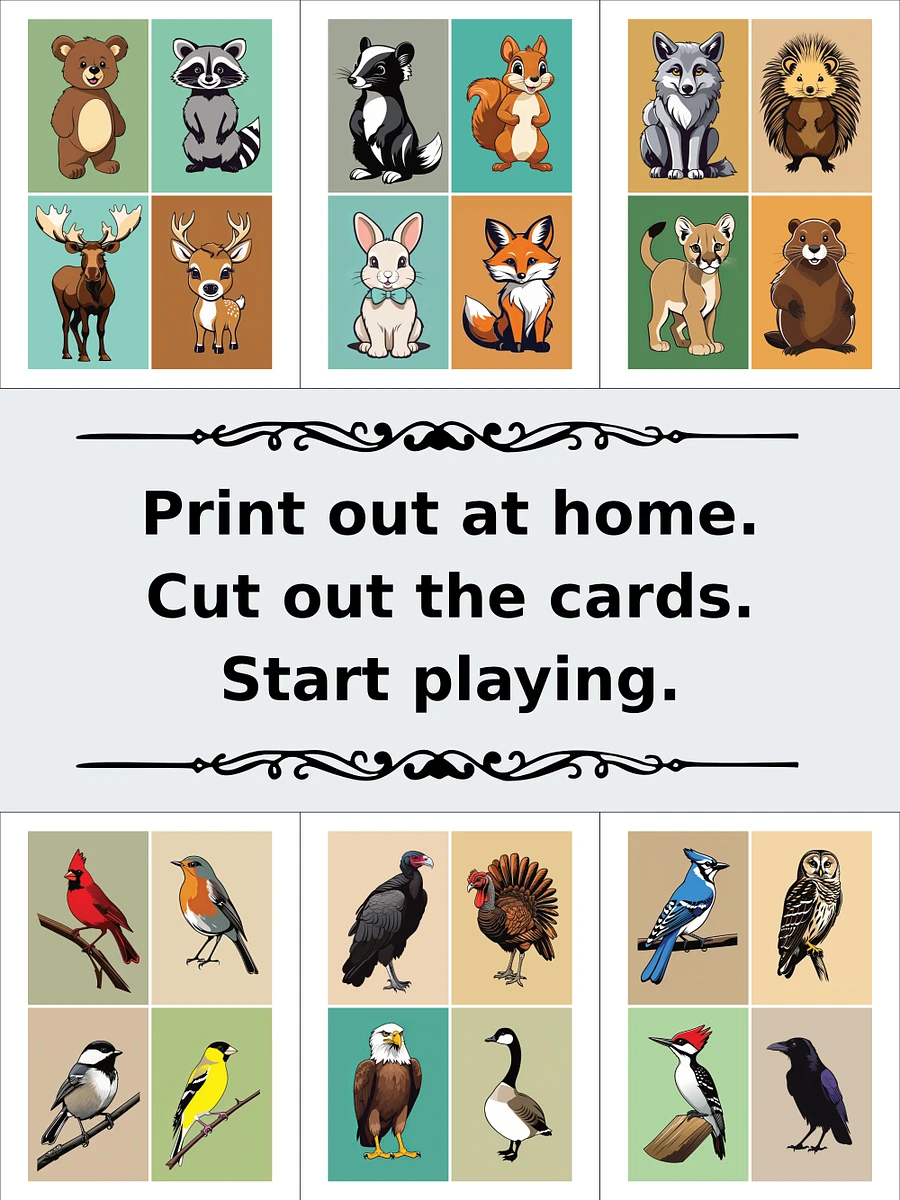 Printable Memory Card Game - Woodland Animals And Birds Bundle product image (2)