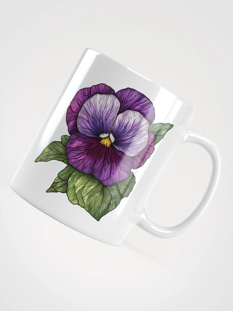Stained Glass Pansy White Glossy Mug product image (10)