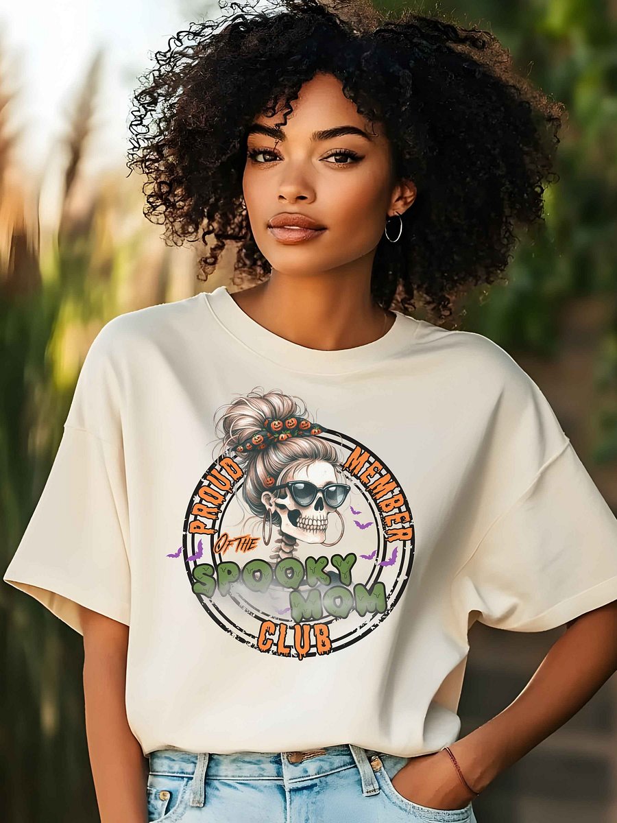 Spooky Mom Club PNG, Proud Halloween Mom Digital Download, Skull Mom Clipart, Funny Fall Sublimation, Pumpkin Skeleton Shirt PNG product image (5)