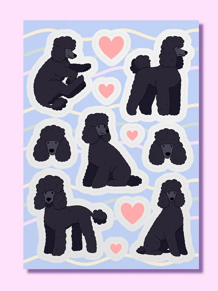 Black Poodle Dog Sticker Sheet product image (1)