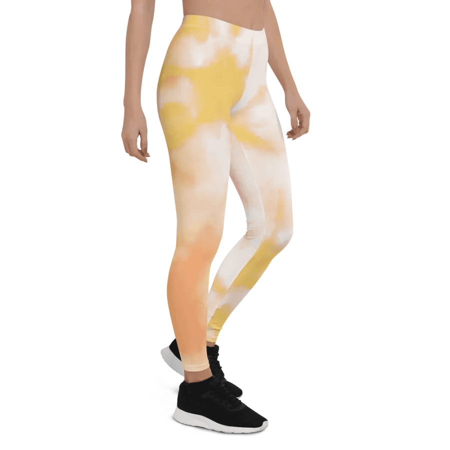 Blushing Pink/Yellow Tie Dye All-Over Print Leggings product image (6)
