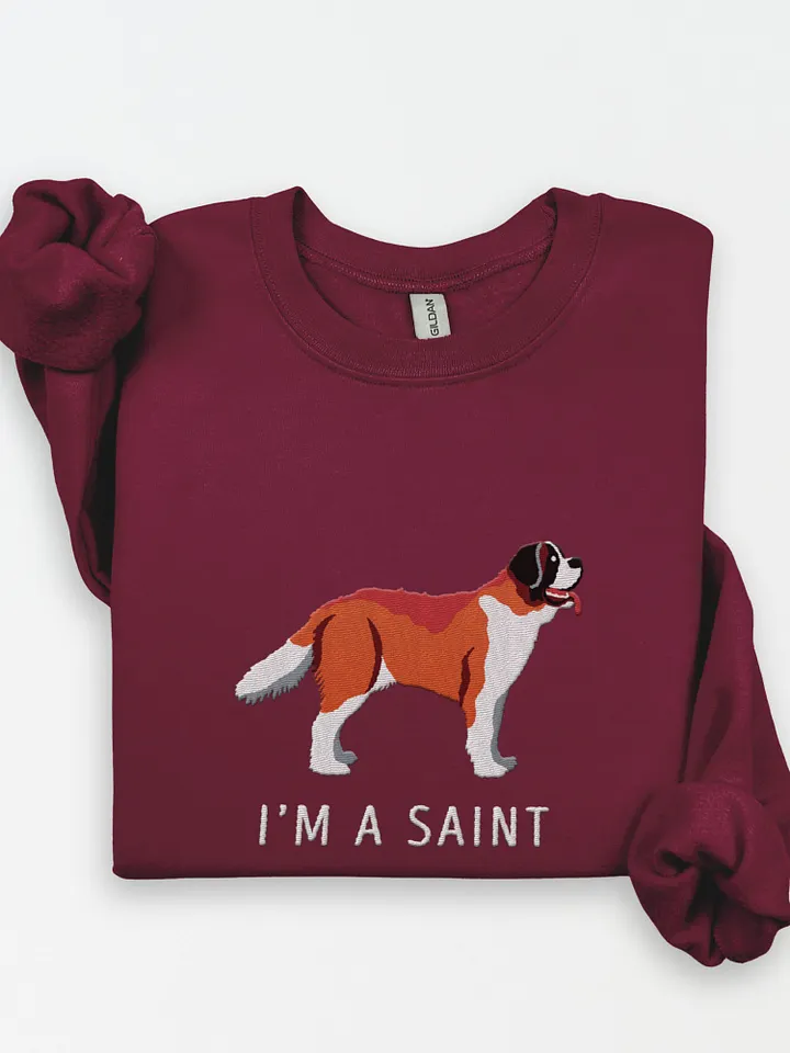I'm a Saint Sweatshirt (Embroidered) of a Saint Bernard(Red) product image (1)