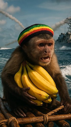 JAHMUNKEY SMUGGLES BANANAS🍌 #sealteam #rasta #monkey #banana #ai