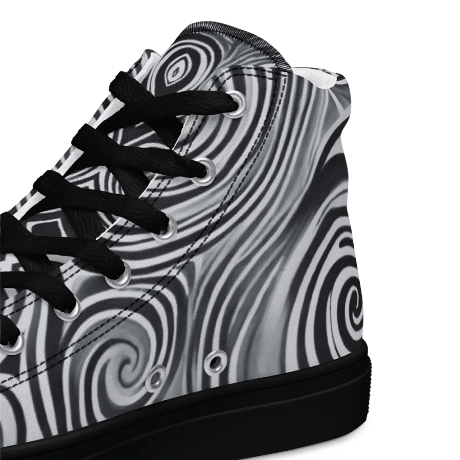Funky Black and White Noir Liquid Tie-Dye Women's High-Top Canvas Shoes product image (9)
