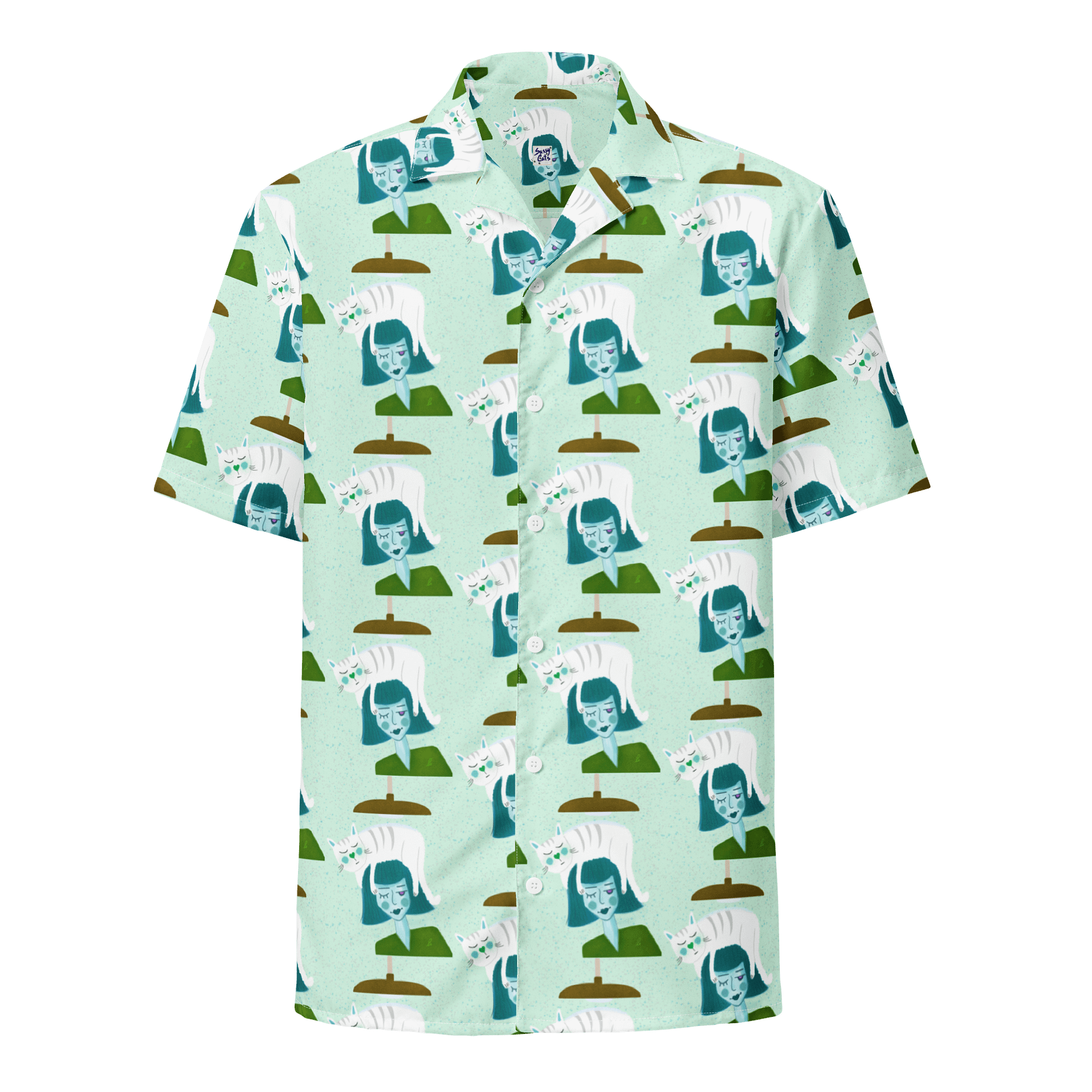 Cat Lady Hawaiian Shirt - Mint Green product image (1)
