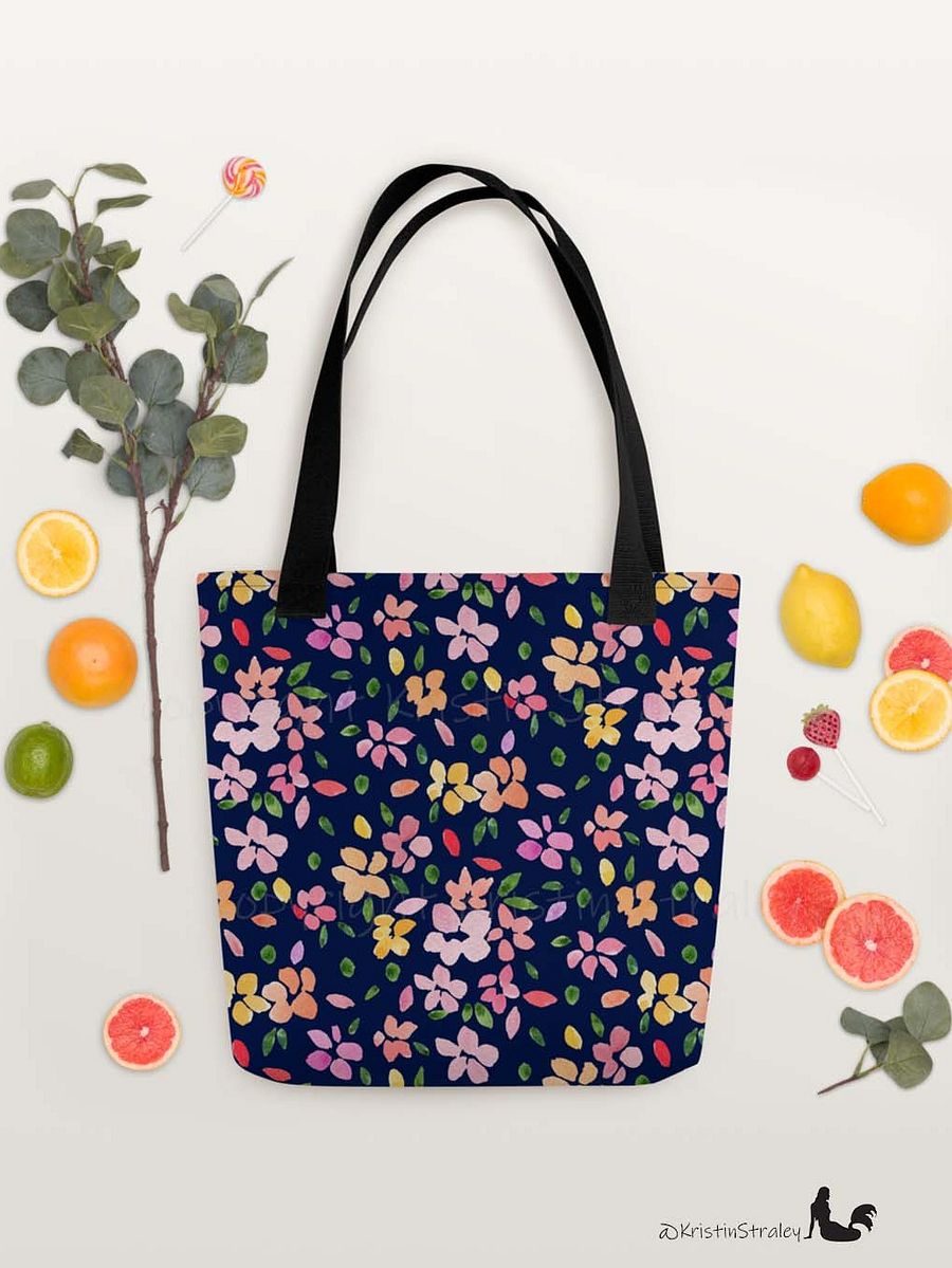 Spring Flowers Lg on Navy Blue Tote Bag product image (5)