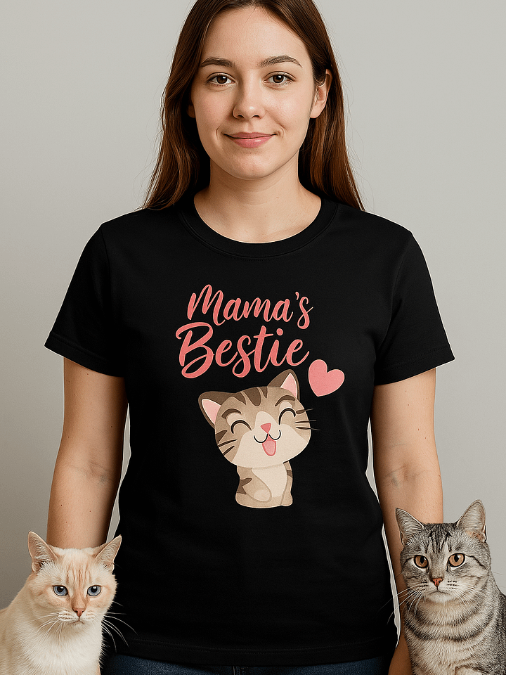 Mama's Bestie Cat Love T-Shirt product image (1)