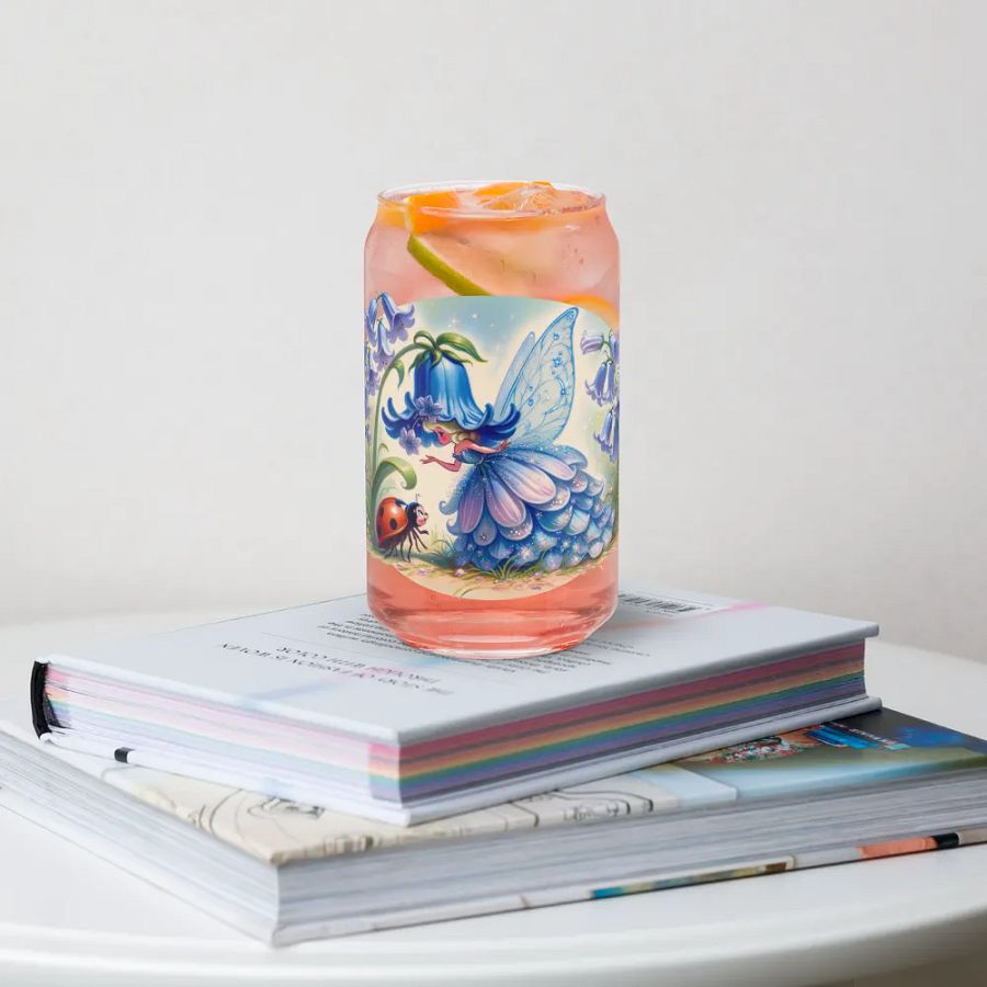 Bluebell Flower Fairy and Ladybug Glass with Optional Lid and Straw product image (34)