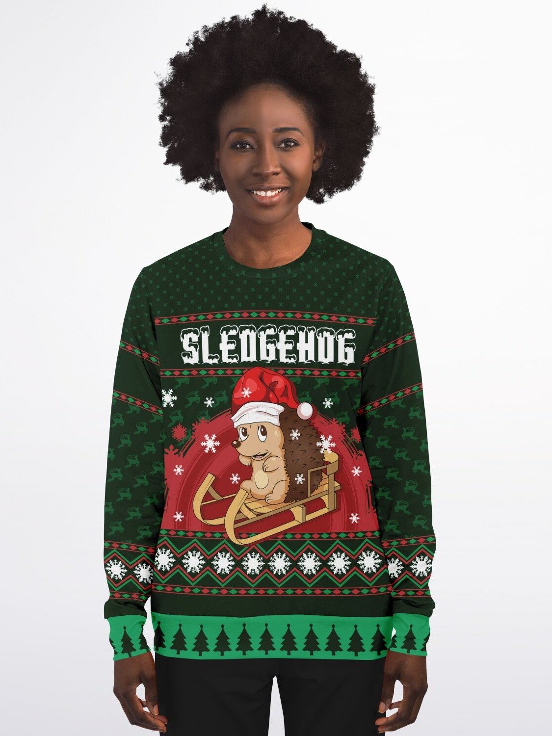 Joyful Hedgehog Christmas Sweatshirt – Sledding into Festive Fun product image (7)