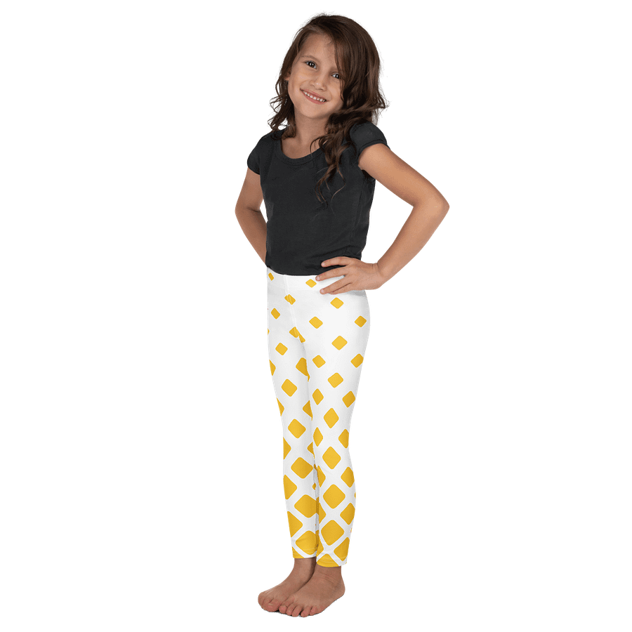 🎨Girls’ | Little Kids | Cape Cuties by BRN.2C.C.™| Leggings 💫| Pink Logo on Retro Mod Yellow Diamonds product image (5)