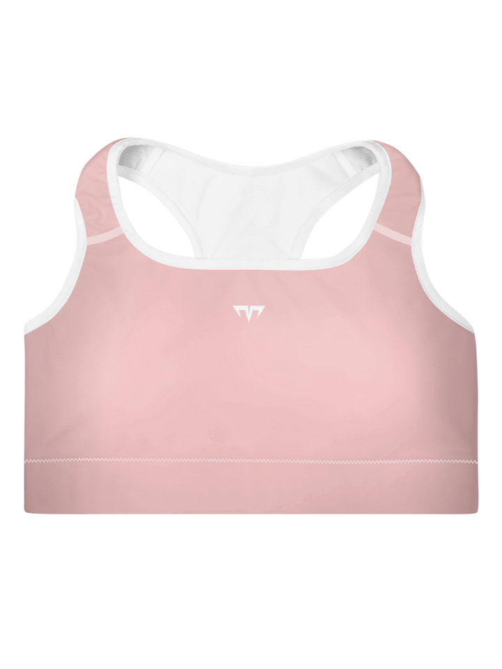 Women's Activewear - Padded Sports Bra Baby Pink/White - Printed White Logo product image (1)