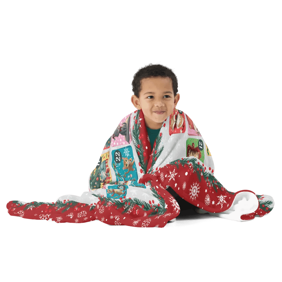 Cat Advent Calendar Christmas Throw Blanket, Cozy Holiday Cat Blanket 60''x80'' product image (11)