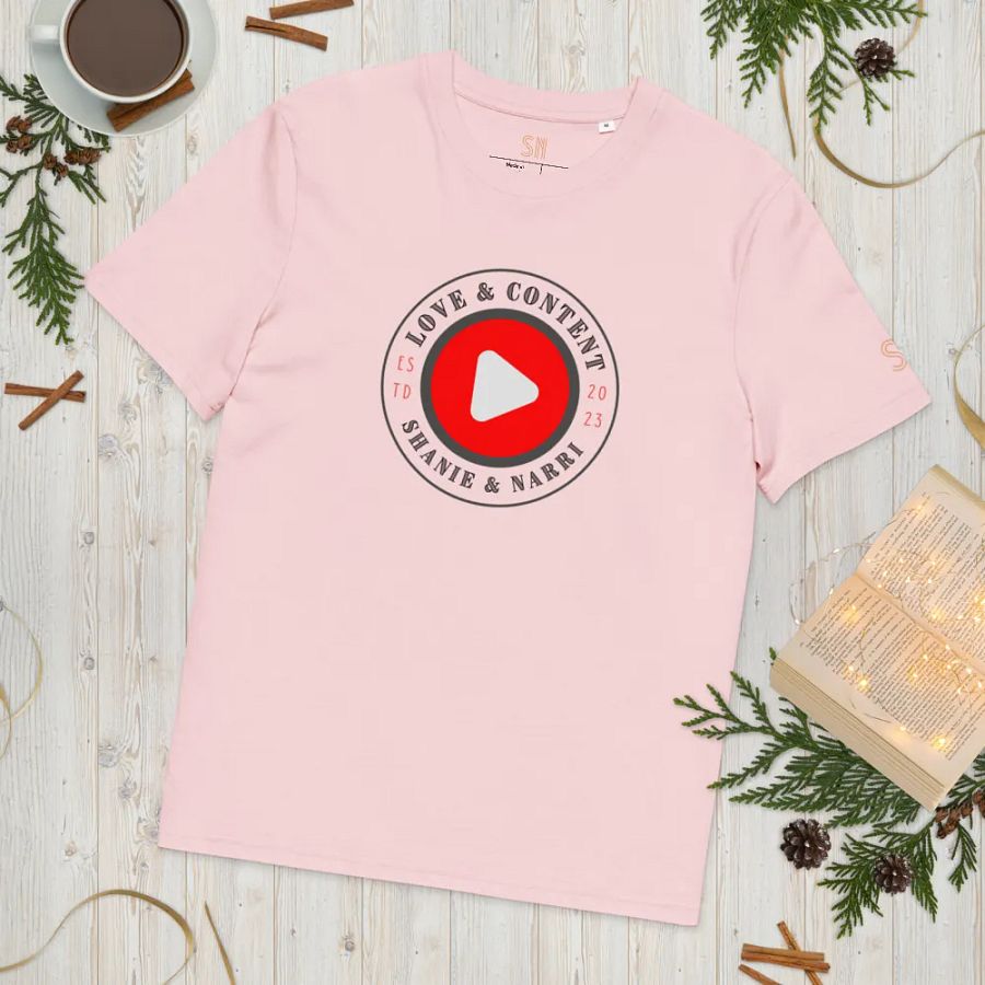 Love & Content Play Button Organic T-Shirt product image (52)