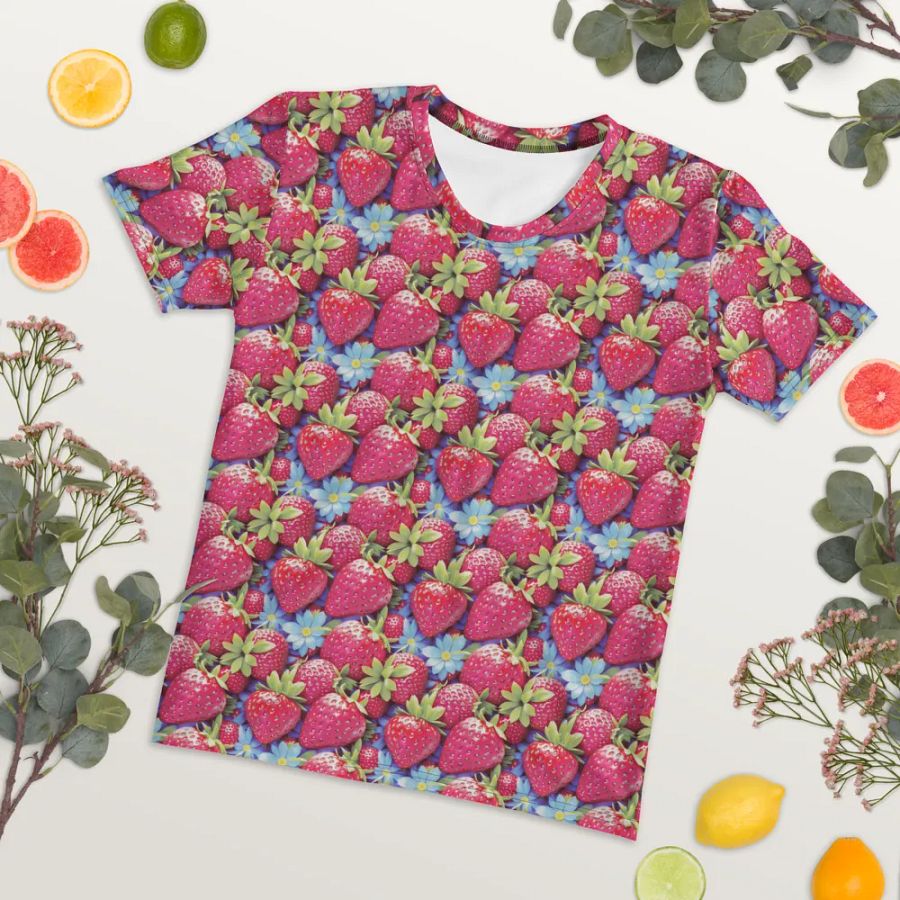 Cute Strawberry Pattern All Over Print T-shirt product image (7)