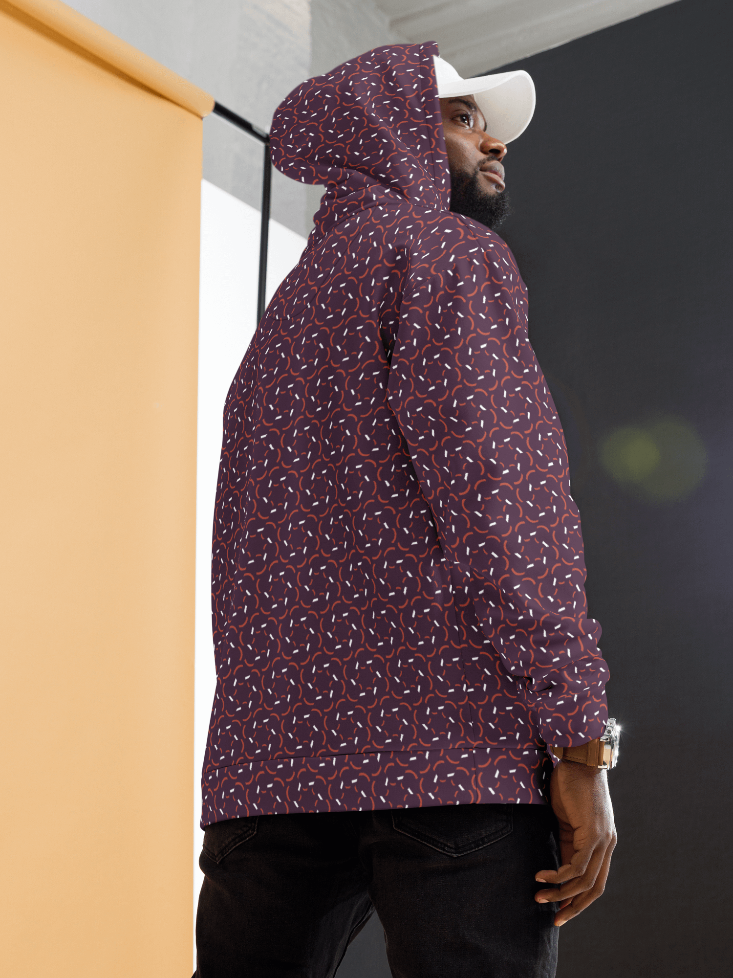 Violet Flux Geometric Allover Print Hoodie for Men and Women product image (2)