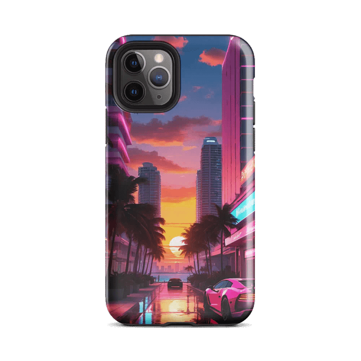 Neon Sunset Drive iPhone Tough Case - Retro Cityscape Design product image (49)