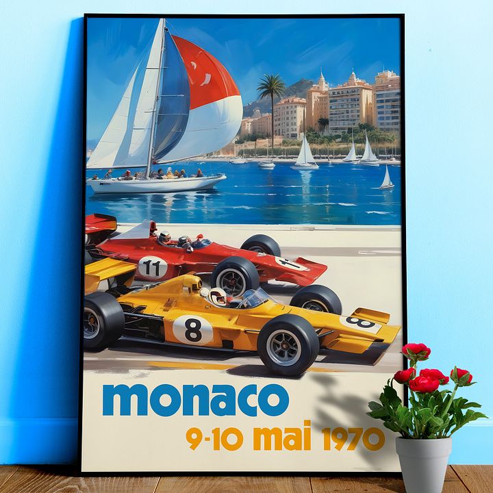 Monaco Grand Prix 1970 Poster — Vintage F1 Racing Wall Art, Retro Motorsport Print product image (1)