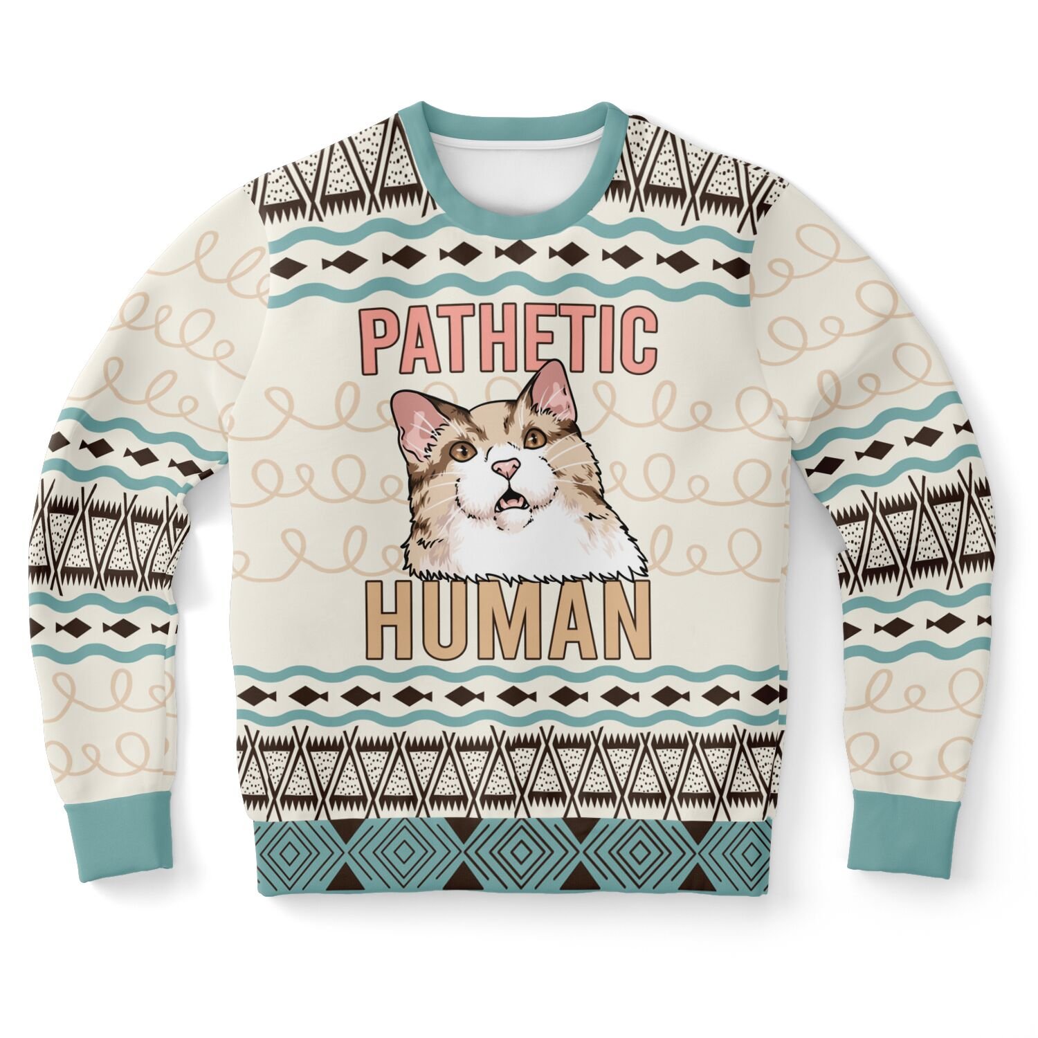"Pathetic Human" Cat Sweater | Funny Sarcastic Pet Sweatshirt | Cat Lover Winter Outfit | Animal Humor Party Outfit product image (9)