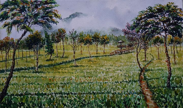 "Kebun Teh Tambi Wonosobo" Painting by Deni Je product image (1)