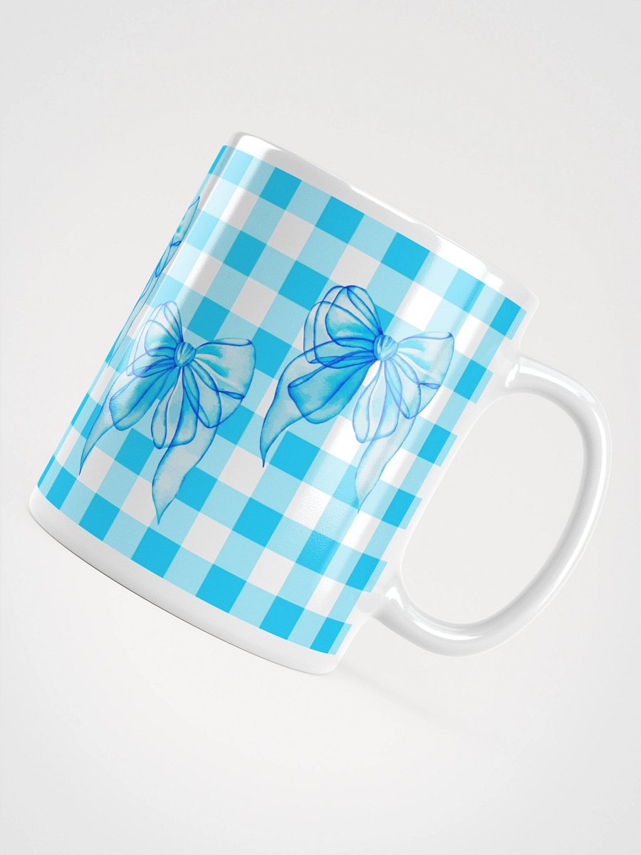 Mug Blanc Vichy Revisité - Bleu Vif - Cadeau Style Chic et Poétique product image (4)