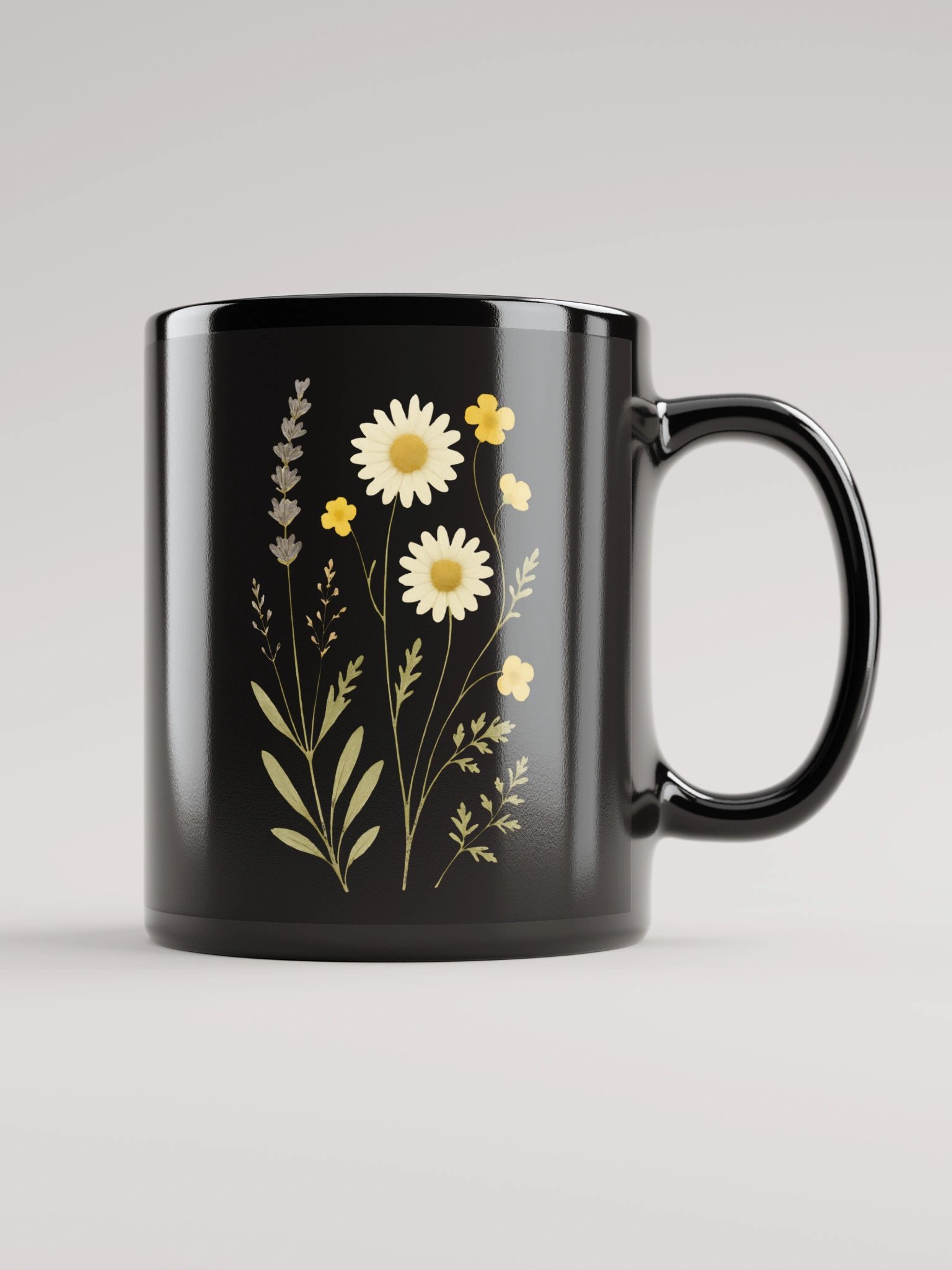 Floral Border Black Glossy Mug product image (2)
