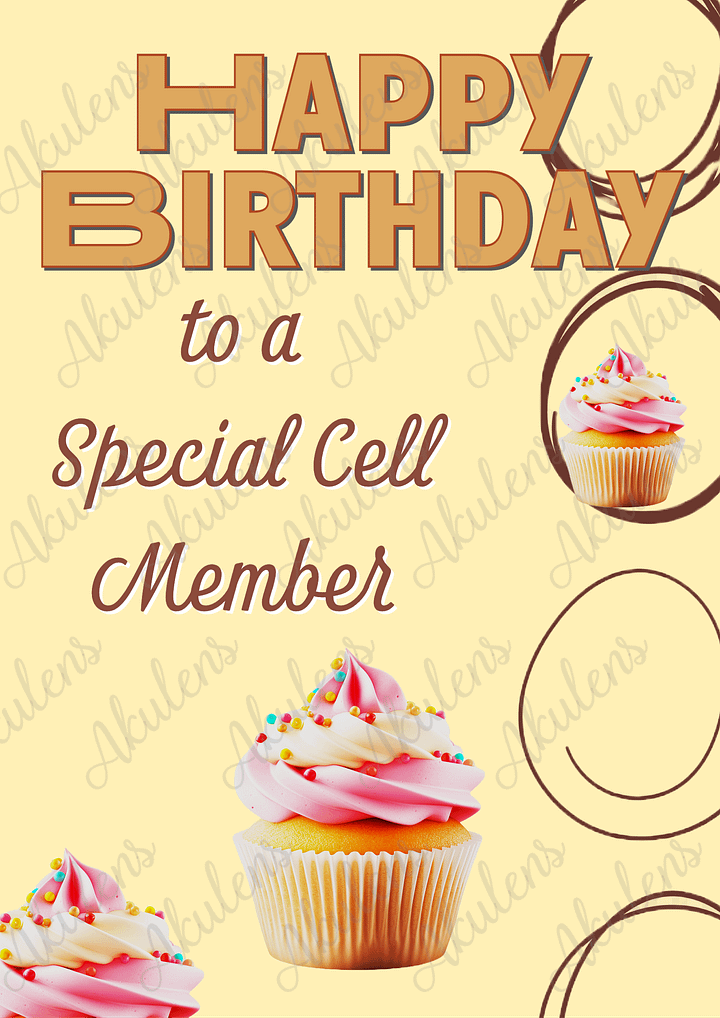 Akulens Yellow Plus Cupcakes Cell Birthday Card product image (1)