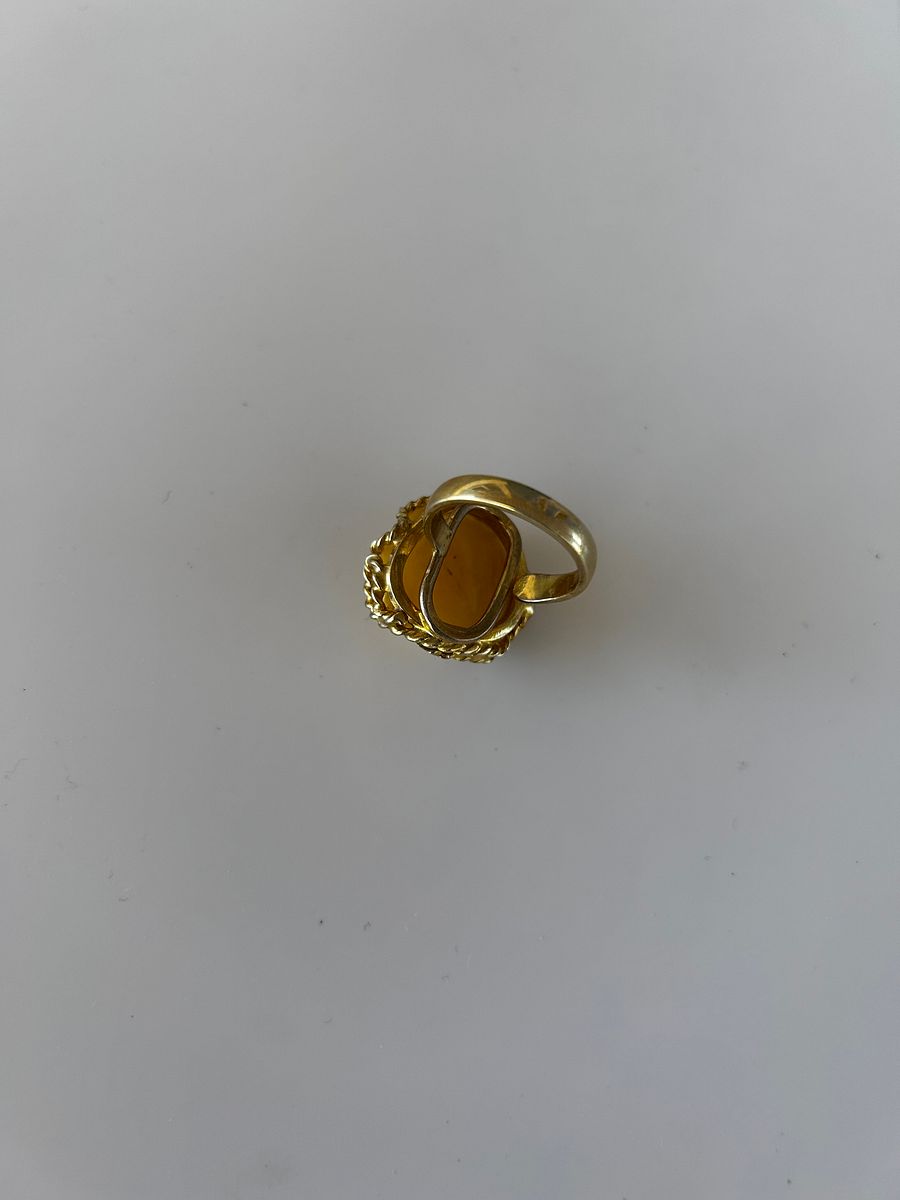 Baltic Egg Yolk Amber 925 Sterling Silver Twisted Swirl Design Adjustable Ring product image (6)