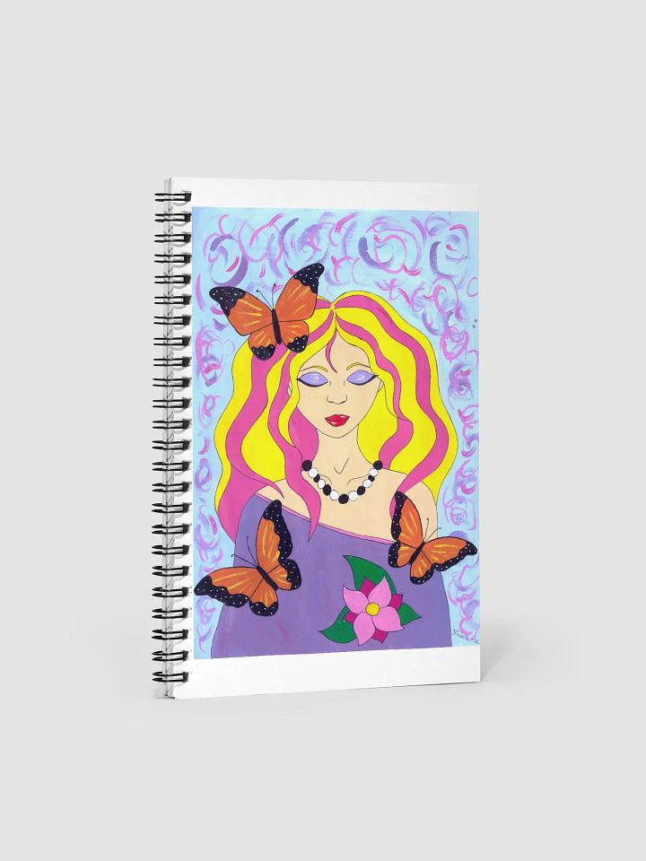 Butterfly spring woman (art by Dina R.) acrylic painting picture - Spiral Notebook product image (1)