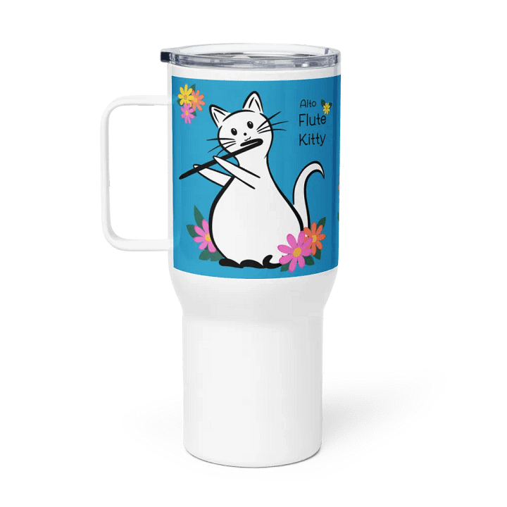 Flute Kitty Travel Mug w handle - Alto Flute product image (2)