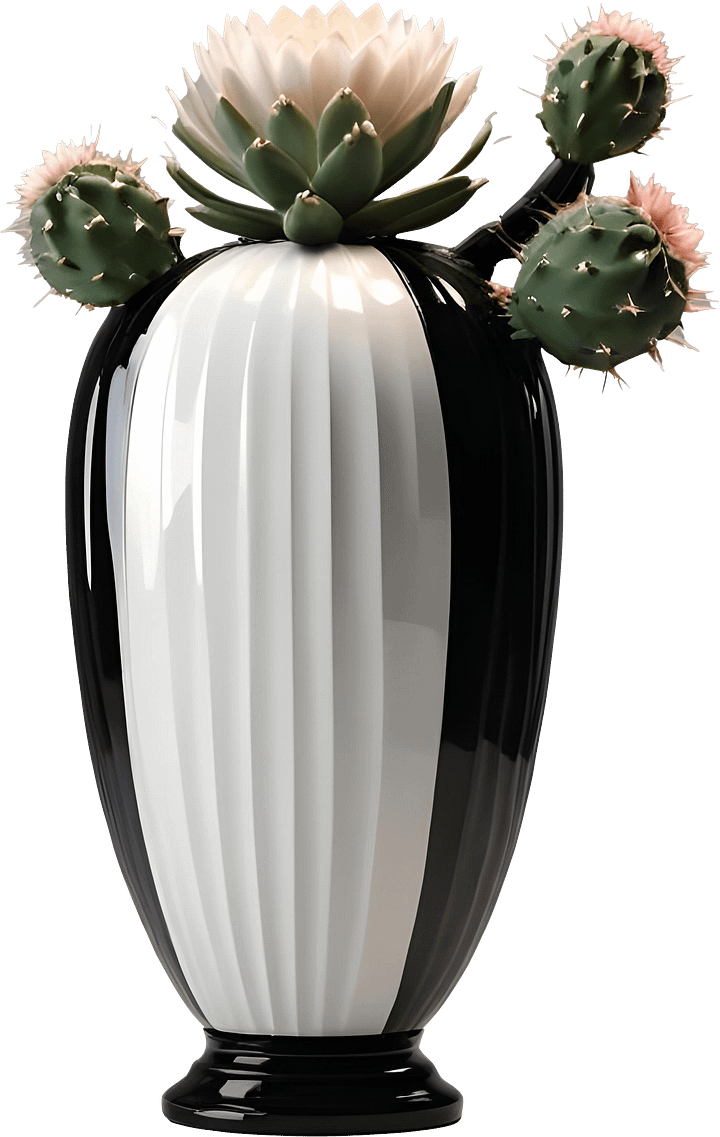 Monochrome Elegance Vase – Black & White Signature, PNG product image (1)