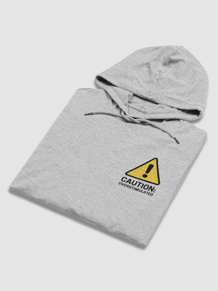 CAUTION: OVERSITMULATED (sm design) printed lightweight hoodie product image (2)