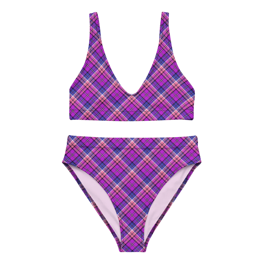 Bright Purple, Pink, and Blue Plaid Bikini product image (2)